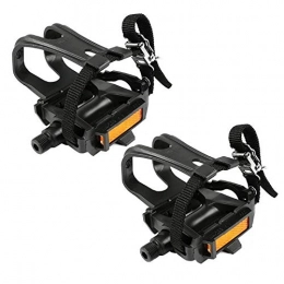 HUANGRONG Mountain Bike Pedal HUANGRONG Bicycle Cushion 1 Pair Mountain Road Bike Fixed Gear Bicycle Pedals with Toe Clips Straps