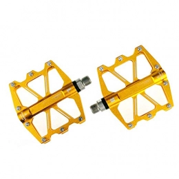HUATINGRHPM Spares HUATINGRHPM Bicycle Pedals, Ultralight Aluminum Flat Pedals Sealed Bearing for Universal Mountain Bike Antiskid Road Bike Pedals - 9 / 16 Inch Axle Diameter, Gold