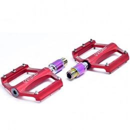 IIIL Spares IIIL Mountain Bike Pedals, Bicycle Pedal with Pedal Extension, 9 / 16" Aluminum Alloy Road Bike Pedals, with Removable Non-Slip Spikes, red