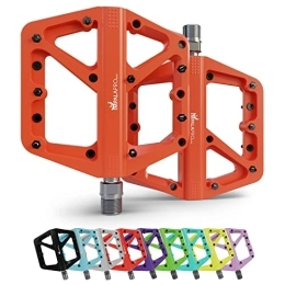 IMPALAPRO Spares IMPALAPRO - Bike Pedals Nylon Fiber Selaed Bearing 9 / 16" - Non-Slip Flat pedals - Lightweight and Wide Flat Platform cycling Pedals for BMX Road MTB E-Bike (Orange)