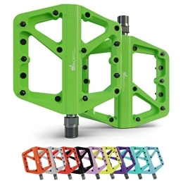 IMPALAPRO Mountain Bike Pedal IMPALAPRO - Bike Pedals Nylon Fiber Selaed Bearing 9 / 16" - Non-Slip MTB pedals - Lightweight and Wide Flat Platform cycling Pedals for BMX Road MTB E-Bike (Green)