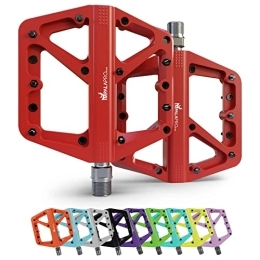 IMPALAPRO Mountain Bike Pedal IMPALAPRO - Bike Pedals Nylon Fiber Selaed Bearing 9 / 16" - Non-Slip MTB pedals - Lightweight and Wide Flat Platform cycling Pedals for BMX Road MTB E-Bike (Red)