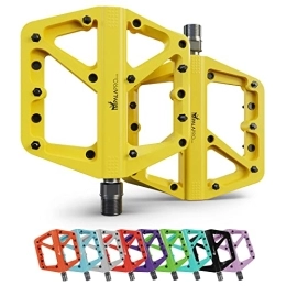 IMPALAPRO Spares IMPALAPRO - Bike Pedals Nylon Fiber Selaed Bearing 9 / 16" - Non-Slip MTB pedals - Lightweight and Wide Flat Platform cycling Pedals for BMX Road MTB E-Bike (Yellow)