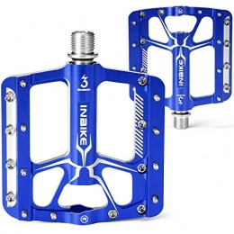 INBIKE Spares INBIKE Mountain Bike Pedals Road MTB 9 / 16 exercise Bicycle Pedal Mens CNC Machined Aluminum Alloy Wide Platform Blue