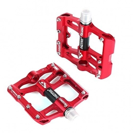 Issyzone Bicycle Pedals Bicycle Cycling Bike Pedals Track Bike Hybrid Pedals Wide Platform Bike Pedals for Biking Red