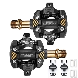 JFOYH Spares JFOYH Ultralight Mountain Bike 9 / 16" SPD Pedals with Cleats, Compatible with Shimano SPD Pedals, Fitness Exercise Indoor Cycling - Black / Golden