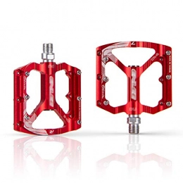 JHDUID Spares JHDUID Mountain Bike Pedals Aluminum Antiskid Durable Bicycle Cycling Pedals CNC Machined 3 Bearing Anodizing Bicycle Pedals for BMX / MTB Road Bicycle 9 / 16", Red