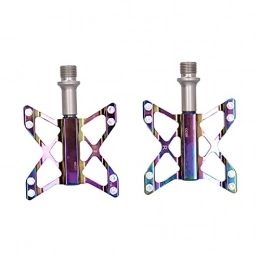 Jopwkuin Spares Jopwkuin Colorful Bike Pedals, Surface Electroplating Process Colorful Bicycle Anti‑Slip Pedals for Mountain Bikes and Road Bikes