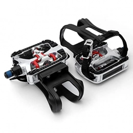 JOROTO Mountain Bike Pedal JOROTO SPD Pedals, Cleats with Toe Cages, Clips and Straps for Spin Bike, Indoor Exercise Bikes with 9 / 16" axles, 1 Year Warranty.