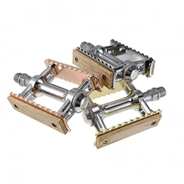 JTXQSI Spares JTXQSI Bicycle Pedals, New Bicycle Pedals, Ultra-light Aluminum Alloy Mountain Bikes, Road Bikes, Fixed Gear Bicycles, Non-slip Pedals, Bicycles, Classic Retro Wooden Pedals (Color : 02)
