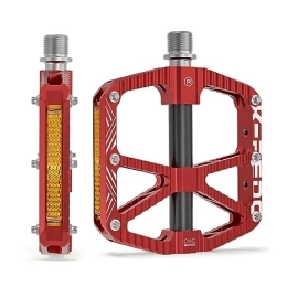 K PEDC Mountain Bike Pedal K PEDC Mountain Bike Pedals MTB Pedals, Bicycle Pedals with Reflectors, 3 Sealed Bearings Aluminum Alloy Bike Pedals Wide Platform Pedals 9 / 16" BMX Road Bike Pedal (Red)
