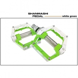 KANGJIABAOBAO Mountain Bike Pedal KANGJIABAOBAO Bicycle Pedal Outdoor Fashion Mountain Bike Pedals 1 Pair Aluminum Alloy Antiskid Durable Bike Pedals Surface For Road BMX MTB Bike 5 Colors (SMS-181) Bike Pedals, (Color : White green)