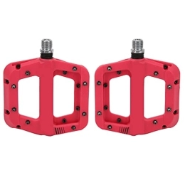 Keenso Mountain Bike Pedal Keenso Mountain Bike Pedals, 1 Pair Nylon Fiber MTB Bike Pedals Bicycle Platform Flat Pedal Cycling Non-slip Pedals Replacement Red for Mountain Bike, Road Bike, Folding Bike Bicycles and Spare Parts