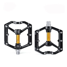 KLYSO Mountain Bike Pedal KLYSO Pedals Bicycle Aluminum Pedal Mountain Urban BMX Road Parts Sealed Bearing Flat Platform All-round Pedals Bike Accessories (Color : Black golden)