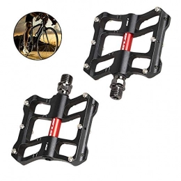 KOBWA Mountain Bike Pedal KOBWA Mountain Bike Pedals Anti-Slip Lightweight 4 Sealed Bearings Pedals 9 / 16 Inch Spindle Dual Sided Platform Bicycle Flat Alloy Pedals for MTB Road Bicycle BMX(Black)