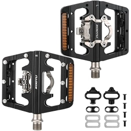 KOOTU Spares KOOTU Mountain Bike Pedals, Dual Function Platform and SPD Pedal Aluminum 9 / 16" Sealed Clipless Pedals Bicycle Pedals with SPD Cleats- Great for Road, MTB, Mountain Bikes