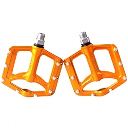 KuaiKeSport Spares KuaiKeSport Mtb Flat Pedals, Road Bike Pedals Aluminum Alloy Bicycle Pedal Mtb Ultralight Pedal Bearings Bicycle Pedal, Durable Anti-slip Mountain Bike Pedals Cycling Parts Bmx Pedals, Gold