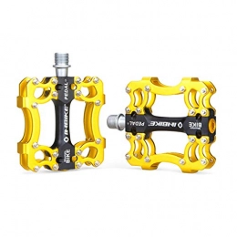 Kuqiqi Spares Kuqiqi Mountain Bike Pedals 9 / 16 Cycling 3 Pcs Sealed Bearing Bicycle Pedals, Aluminum CNC Bearing Mountain Bike Pedals, Multiple Colour The latest style, and durable (Color : Yellow)