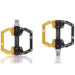 KX-YF Spares KX-YF Bicycle Pedal Aluminum Alloy Mountain Bike Pedals Flat Platform Sealed Bearing Axle 9 / 16" Cycling Bicycle Pedals Suitable For Various Bicycles (Size:Onesize; Color:Black+Yellow)