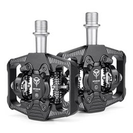 LANRU Double-sided Clip Pedals MTB Pedals Cycling Pedals with Cleats Replacement For SPD Mountain Bicycle Pedal System, Black