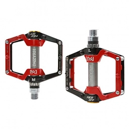 LAUTO Spares LAUTO Mountain Bike Pedals, Road Bike Pedals, Aluminum Alloy Spindle 9 / 16 Inch with Sealed Bearing Anti-Skid And Stable Mountain Bike Flat Pedals, Black and red