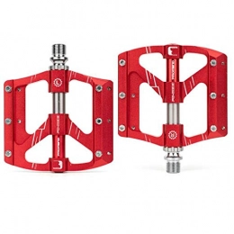 LDDLDG Mountain Bike Pedal LDDLDG Non-Slip Mountain Bike Pedals, Ultra Strong CNC Machined 9 / 16" 3 Sealed Bearings for Road BMX MTB Fixie Bikes (Color : Red)