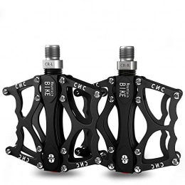 LEIWOOR Mountain Bike Pedal LEIWOOR Bike Pedals, Universal Lightweight Aluminum Alloy Platform Pedal with 24 Anti-Skid Pins - 9 / 16" for Mountain Road BMX MTB Travel Cycle-Cross Bikes etc, Set of 2 (Black)