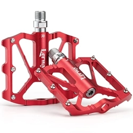 LERWAY Spares LERWAY Bicycle Pedals, Mountain Bike Pedal, Bicycle Pedals, Wide Platform Pedal Made of Aluminium Alloy 9 / 16 Inch for Road Mountain BMX MTB Bike (Red)