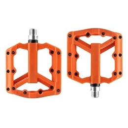 Lesrly-Cycle Spares Lesrly-Cycle Mountain Bike Pedal, Nylon Fiber Non-Slip Pedals, 9 / 16-Inch Bicycle Wide Platform Pedals, for Road / Mountain / BMX / MTB Bike, Orange