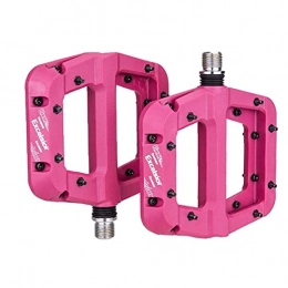 Liadance Spares Liadance Mountain Bike Pedals Nylon Fiber Bearing Lightweight Mountain Road Bicycle Platform Pedals Bicycle Flat Pedals Non-slip Bicycle Platform Pedals for MTB BMX Bike Rosy 1 Pair