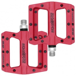 TFMus Spares Life Bike Pedals, Fabric Anti Slip Durable Mountain Bike Flat Pedals, Ultralight MTB BMX Bicycle Cycling Road Bike Hybrid Pedals (Red)