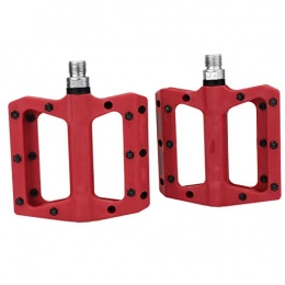 LINGNING Mountain Bike Pedal LINGNING Bicycle Pedals Nylon Fiber Ultra-light Mountain Bike Pedal 4 Colors Big Foot Road Bike Bearing Pedals Cycling Parts (Color : RED)