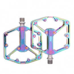 LKJYBG Bike Pedals, Cycling Wide Platform Flat Pedals, Strong Aluminum Alloy Non-Slip Pedals, Waterproof Hollow Bike Pedals for Mountain Road Folding Bike Colorful 3 bearing version