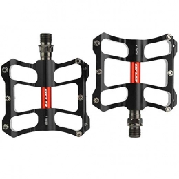 LLF Spares LLF Road Bike Pedals, One Pair Aluminium Alloy Mountain Road Bike Lightweight Pedals Bicycle Replacement (Black+Red)
