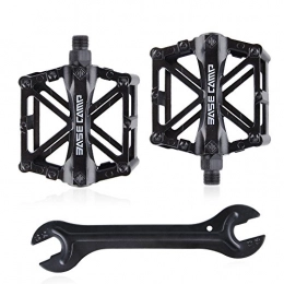LOOCOWER Bicycle Cycling Bike Pedals, New Aluminum Antiskid Durable Mountain Bike Pedals Road Bike Hybrid Pedals for 9/16 inch With Free installation Tool-Black