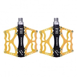 LOVEYue Mountain Bike Pedal LOVEYue 1 Pair Mountain Compatible With MTB Road Bike Bicycle Aluminum Alloy Cycling Anti-slip Pedals, Perfect Bike Accessories Golden