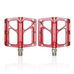 LSRRYD Spares LSRRYD Bicycle Pedals Aluminum Alloy Platform Pedals 3 Sealed Bearings Pedals MTB Anti-Skit Pedals With Cleats 9 / 16" For Folding Road Mountain Bike BMX Cycling (Color : Red)