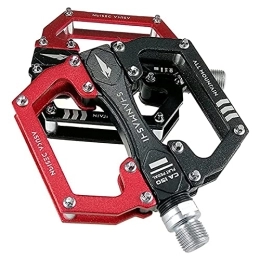 LSRRYD Mountain Bike Pedal LSRRYD Bike MTB Pedals Parallel Mountain Bicycle Road Pedal DU Bearings Ultra-Light Flat Aluminum Alloy With Anti-Skid 1 Pair 9 / 16 Inch (Color : Red)