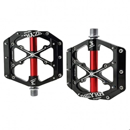 LSRRYD Mountain Bike Pedal LSRRYD Mountain Bike Pedals Aluminum Antiskid Durable Bicycle Cycling Pedals 3 Bearing Anodizing Bicycle Pedals for BMX / MTB Road Bicycle 9 / 16" (Color : Black)