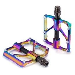 LSRRYD Mountain Bike Pedal LSRRYD Mountain Bike Pedals Aluminum Platform Pedals 3 Bearings Carbon Tube Bicycle Pedals With Anti-Skit Steel Nails 9 / 16" For Road BMX MTB Folding Cycling Colorful (Type : Mountain bike pedals)