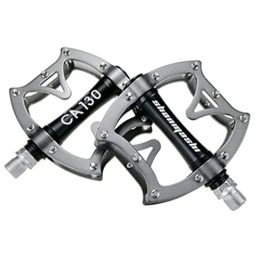 LSRRYD Mountain Bike Pedal LSRRYD Mountain Bike Pedals Bicycle Pedals 9 / 16" Aluminum Alloy Pedal MTB Road Bike Pedals CrMo Steel Axle Wide Platform Non-slip Waterproof And Wear-resistant CNC DU Bearing (Color : Silver)