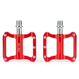 LSRRYD Mountain Bike Pedal LSRRYD MTB Bicycle Pedals Mountain Road Bike Flat Pedals 9 / 16" Lightweight Aluminum Alloy Platform Cycling Pedal Universal For BMX (Color : Red B)