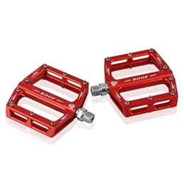 LSRRYD Mountain Bike Pedal LSRRYD MTB Mountain Bike Pedals Road Bicycle Flat Pedal With Anti-Skid Pins Universal Lightweight Aluminum Alloy Platform Pedal For Travel Cycle-Cross Bikes (Color : Red)