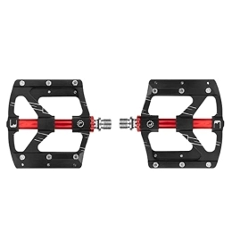 LTHAPPYFUL MTB Road Mountain Bike Pedals Bicycle Pedals, 3 Bearings Aluminum Alloy Surface Lightweight Non-Slip Aluminum Strong Pedals with Removable Anti-Skid Nails Fits Most Bikes, Black Pair