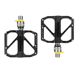 LTHAPPYFUL Mountain Bike Pedal LTHAPPYFUL MTB Road Mountain Bike Pedals Bicycle Pedals, 3 Bearings Aluminum Alloy Surface Non-Slip Strong with Quick Release Connector Pedals with Removable Anti-Skid Nails, Black Pair