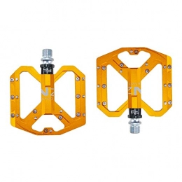 LWLEI Mountain Bike Pedal Lwlei 1 Pair Mountain Bike Pedals Aluminum Anti-Skid Durable 3 Bearing Bicycle Pedals, Road Bicycle Pedals, 9 / 16inch (Color : Gold)