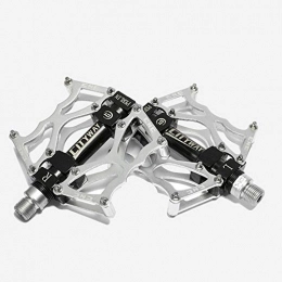 LWLEI Mountain Bike Pedal LWLEI Aluminum Alloy Bike Pedal, CNC Bearing Flat Pedals, Durable Mountain Bike Wide Platform Bicycle Pedals For 9 / 16 Inch (Color : Silver)