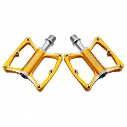 LWLEI Spares Lwlei Bearing Bike Pedals 9 / 16 Inch Non-Slip Durable Cycling Wide Platform Flat Pedals， For Mountain Bike Road Bike (Color : Gold)