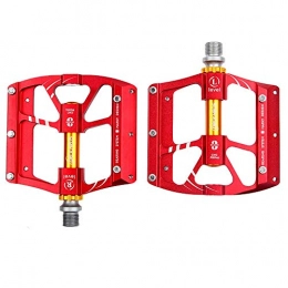 LWLEI Spares LWLEI Bike Cycling Pedals, Non-slip Durable Aluminum Alloy Bicycle Pedal, 3 Bearings Pedals ，9 / 16 Inch (Color : Red)