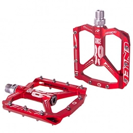LWLEI Mountain Bike Pedal LWLEI CNC Bicycle Pedals Mountain Bikes Pedal Aluminum Alloy Lightweight Cycling Bearing Pedals, 9 / 16 Inch (Color : Red)